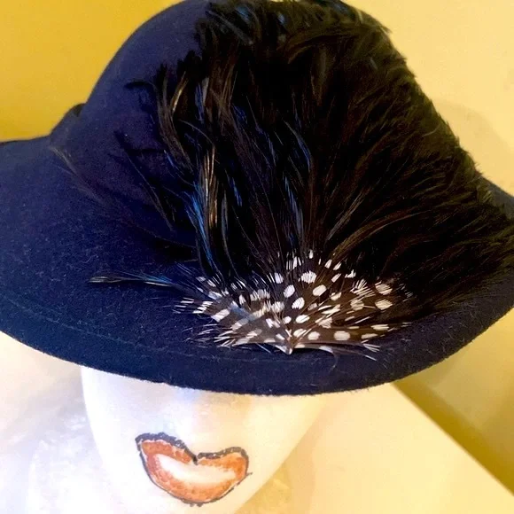 Really Classy Navy Dark Blue Hat by Jack McConnell Jack McConnell Original Vintage Hats for Women for sale - eBay main image 3